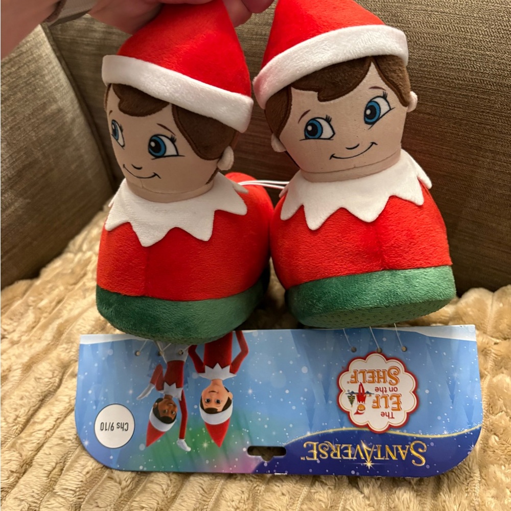 Elf on the shelf Kids Slippers - Red and Green